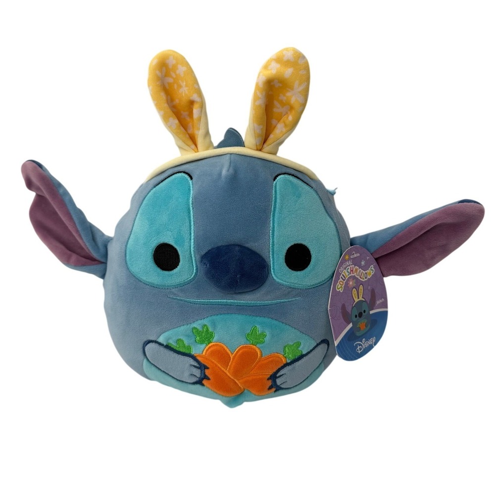 Squishmallows Disney Stitch Easter Bunny Ears Plush 8 Inch Blue Carrots NWT 2024